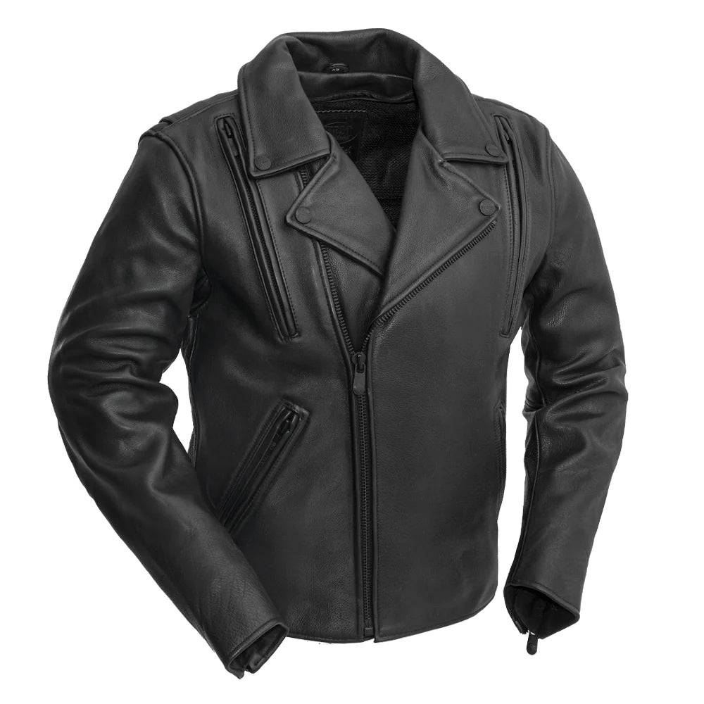 Night Rider Mens Motorcycle Leather Jacket 