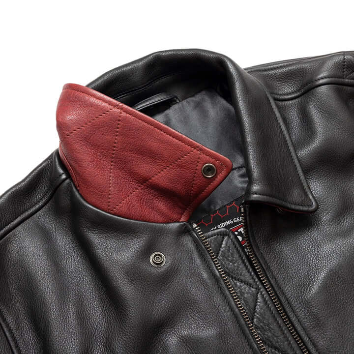 Moto Bomber Two Tone - Men's Leather Jacket collar